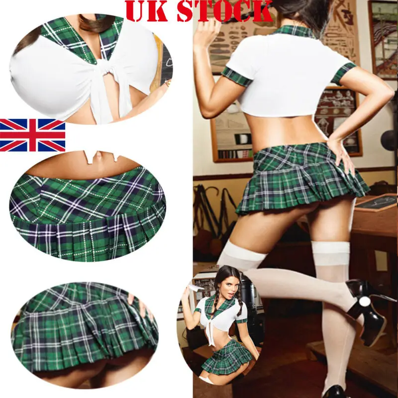 

Sexy Women's School Girl Outfits Student Uniform Skirt Fancy Dress Costume