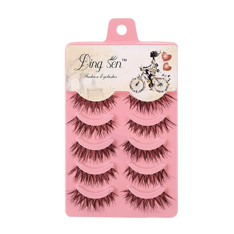 Dark Pink 5 пар ручной работы толстые полностью накладные ресницы длинные накладные ресницы из Натурального Волоса набор поддельные ресницы инструмент для наращивания глаз Макияж - Цвет: Dark Pink