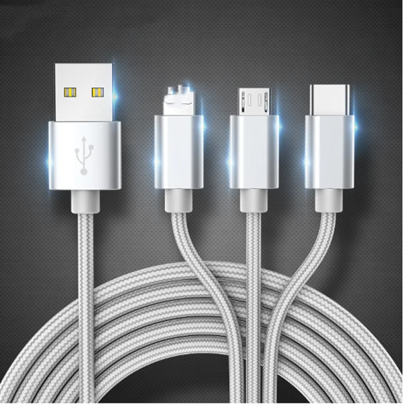 

1.2m 3 In 1 USB Type C Charging Cable Kabel Universal Multi USB Charger Cable for Huawei P30 Pro For Samsung Realme X2 Pro
