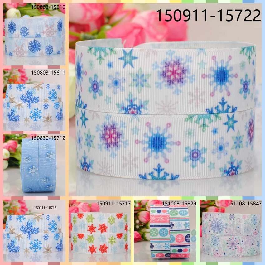 

10yards -different sizes -Snowflake ribbon printed Grosgrain Christmas ribbon