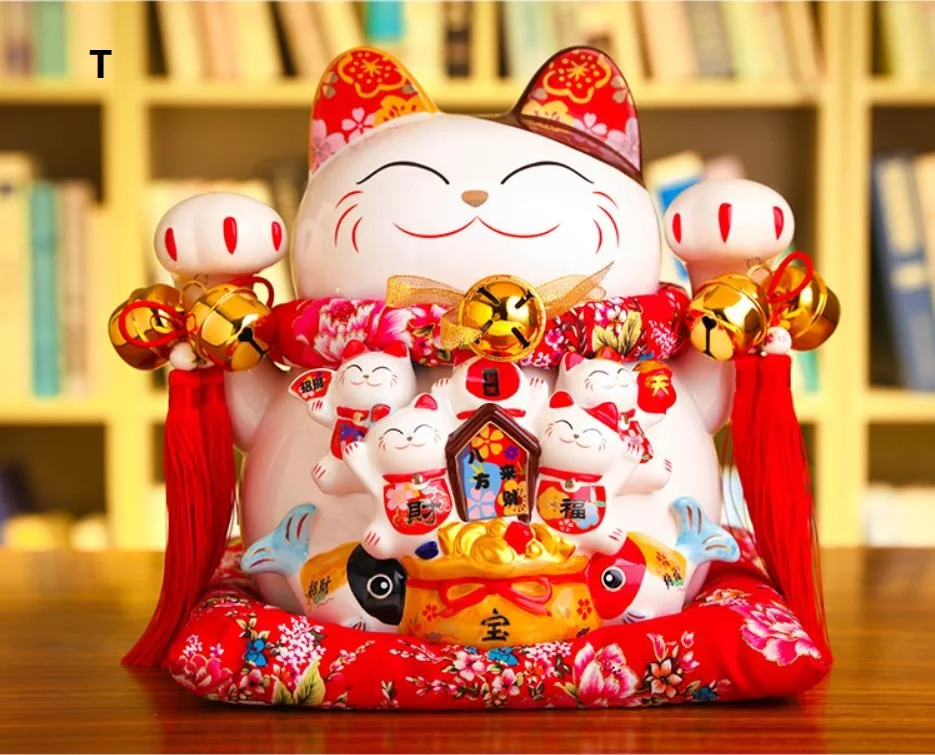 Большой керамический Счастливый Кот Maneki Neko украшение касса магазин открытие подарок творческий японский развевающаяся лапа орнамент бум бизнес