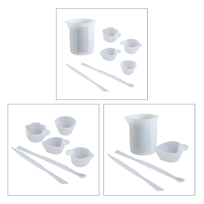 1 Set Reusable Resin Art Mixing Measuring Cups Silicone Stir Stick Epoxy Mold Jewelry Making DIY Tool 30ml 250ml non stick silicone measuring cup split cup silicone stirring stick diy epoxy resin tool jewelry making accessories