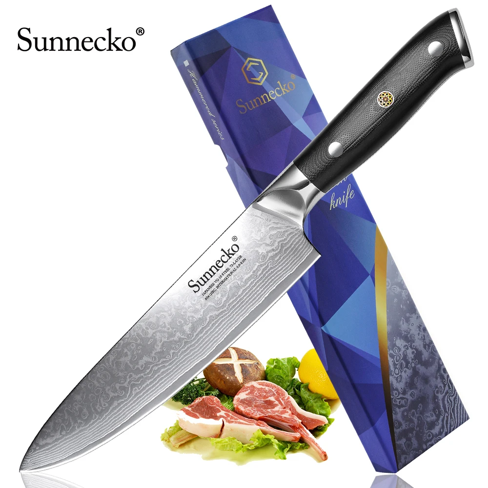 US $39.00 Sunnecko Superio 8 Chef Knife Razor Sharp Japanese Vg10 Steel Blade Kitchen Knives G10 Handle Damascus Cleaver Slicing Cutting