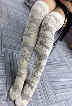 

New Arrival Women Soxs Christmas Thigh High Long Stockings Knit Over Knee Socks Xmas Winter Useful Keep Warm Thermal Soxs