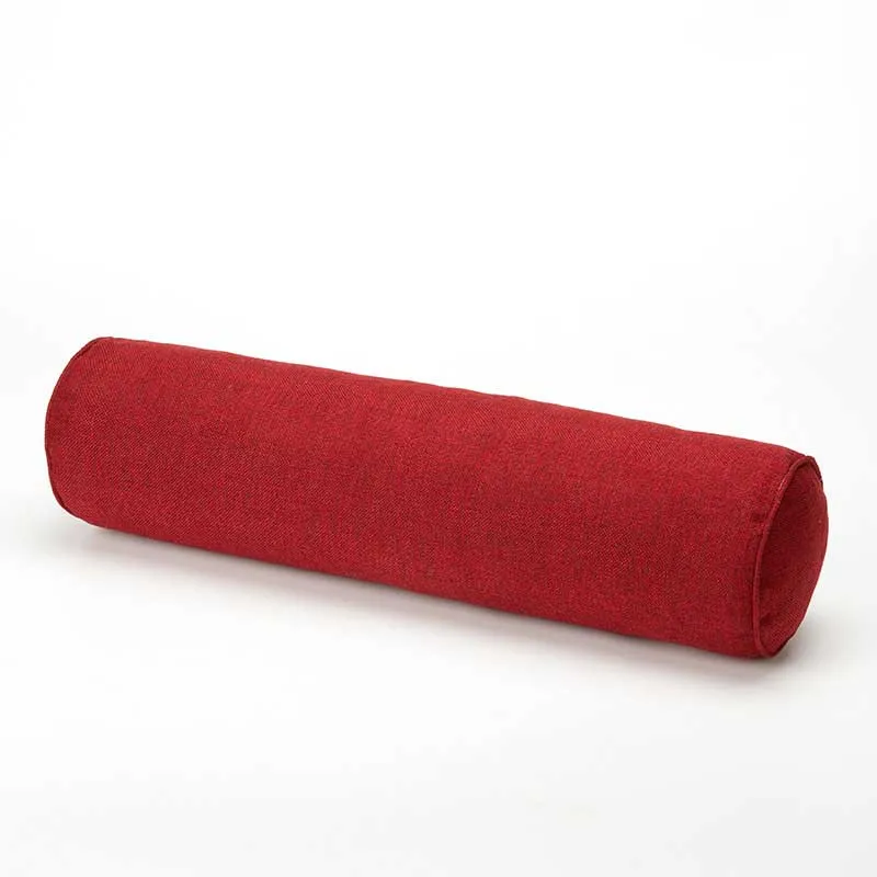 wine red Round Lumber Cushion Pillow Removable Washable Bed Roll Cushions Back Head Support Pillow Travel Cotton Linen Cushion Home Decor - Цвет: wine red