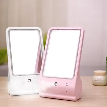 

Portable Makeup Mirror Light Led Desktop Standing Hand Mirrors Standing Cosmetic Tools Water Spray