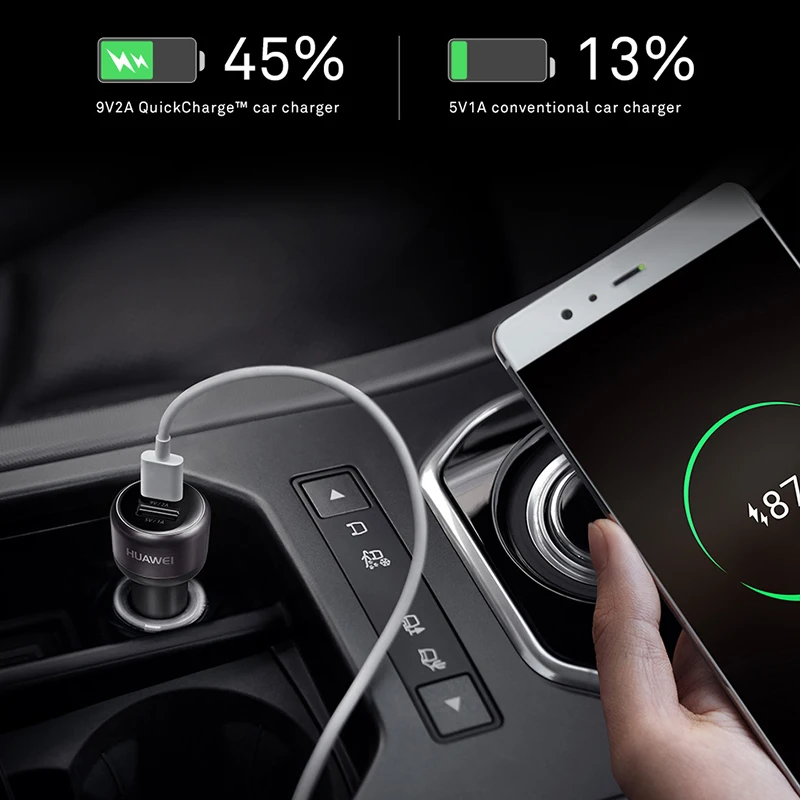 Оригинальное автомобильное зарядное устройство HUAWEI QuickCharge с двойным выходом 9 В/5 В 2A и 5 В 1A, подходит для планшетов на базе Android IOS