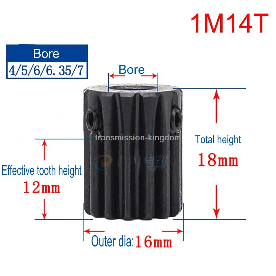 Motor Gear 1Pcs 45# Steel Spur Gear With Step 1M 10 Tooth-14 Tooth Pinion Gear