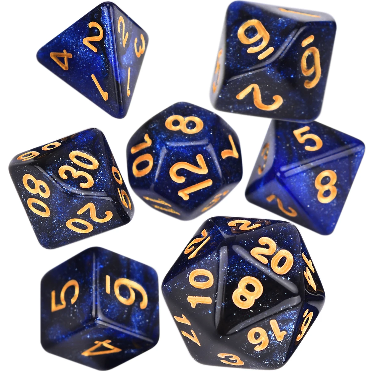 Набор из 7 кубиков Nebula Glitter Polyhedral D4 D6 D8 D10 D % D12 D20 | Спорт и развлечения