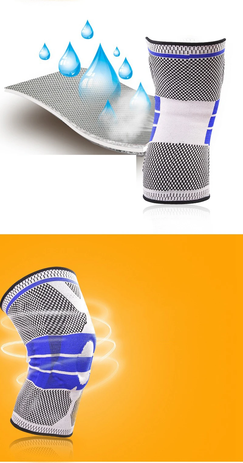 1 PCS Silicone Padded Knee Pads Supports Brace Basketball Fitness Meniscus Patella Protection Kneepads Sports Safety Knee Sleeve (7)