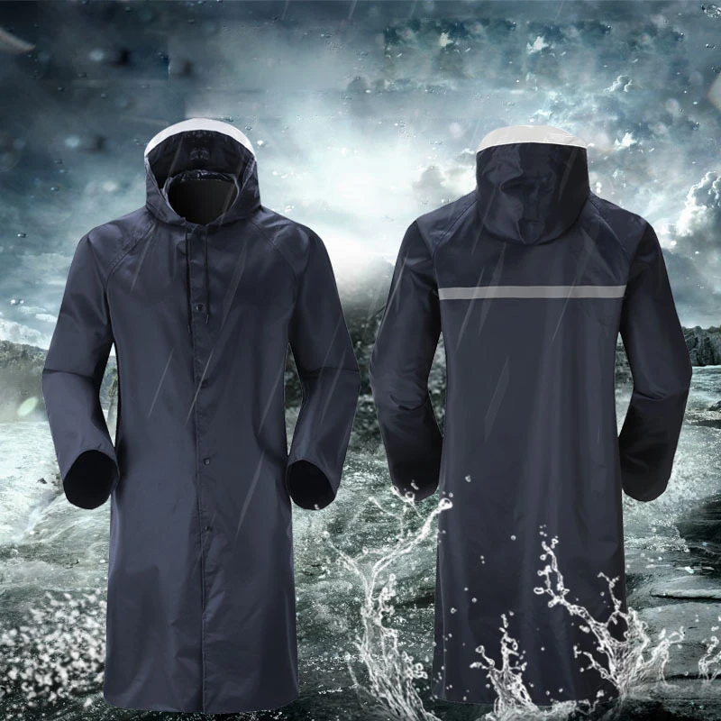 Long Raincoat Hooded Men Waterproof 