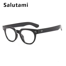 Новинка, винтажные круглые Брендовые очки с заклепками, оправа для мужчин, прозрачные очки для женщин, компьютерная близорукость, черные оттенки, прозрачные