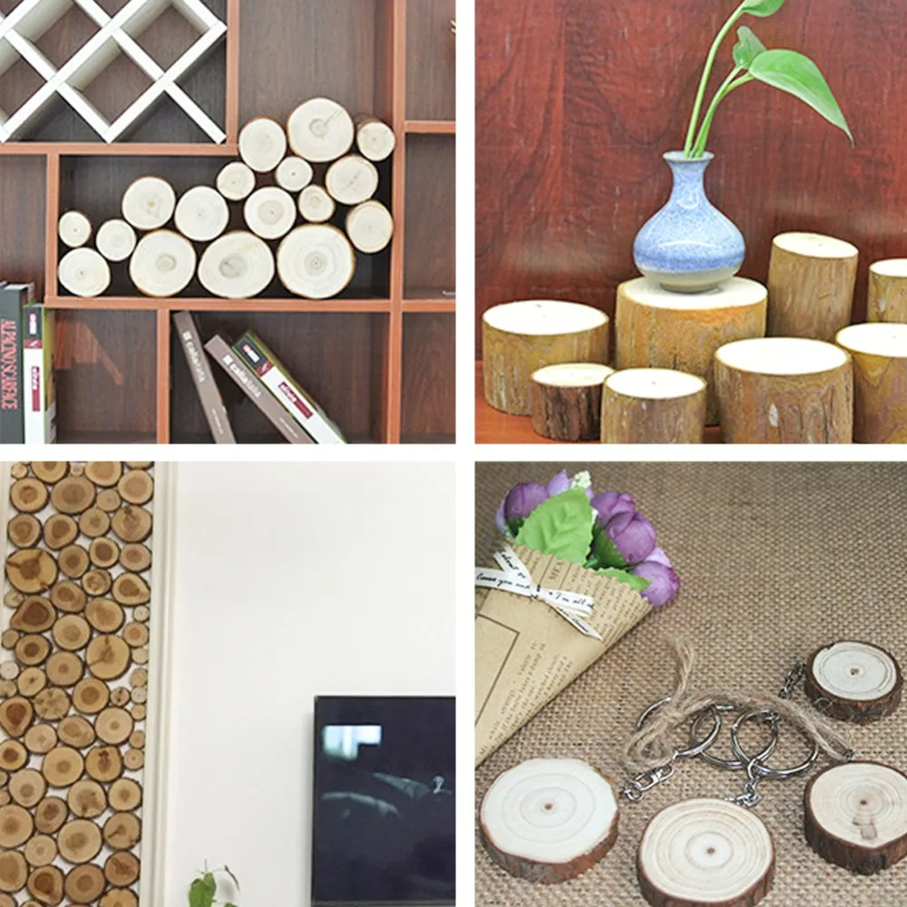 25 шт натурального дерева Silce DIY Круглый незавершенный DIY ремесло дерево с льняной веревкой набор Cark изготовление пустых украшений