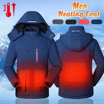 

Men Women Outdoor Winter USB Infrared Heating Hooded Jacket Electric Thermal Clothing Coat For Hiking Heated Jacket