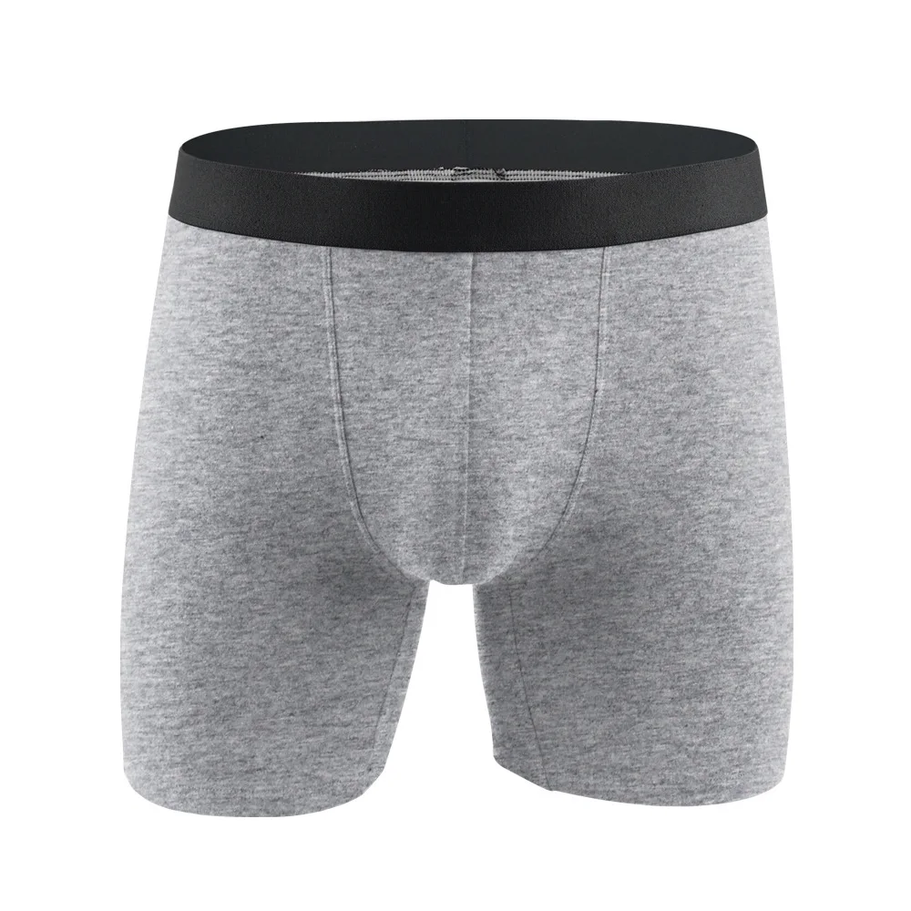남성용 긴 복서 반바지 속옷, 코튼 속옷, 통기성 단색 게이 속옷, 큐카 복서 반바지, 로트당 1 개, 4 개, 5 개