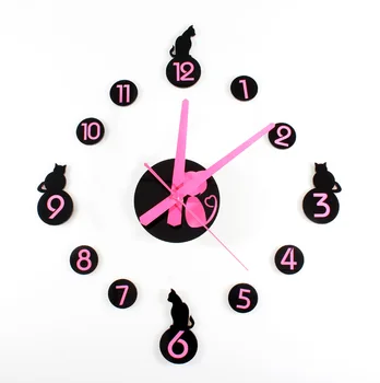 

Fashion Creative Cute Princess Cat DIY Clock Fun Combination Self-Adhesive DIY Hanging Clock Wall Wall Clock