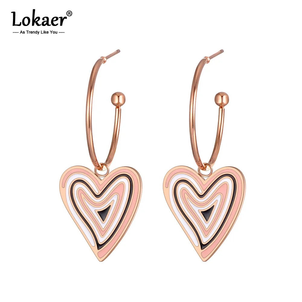 Женские серьги из титана и нержавеющей стали Lokaer с белым/черным покрытием ручной