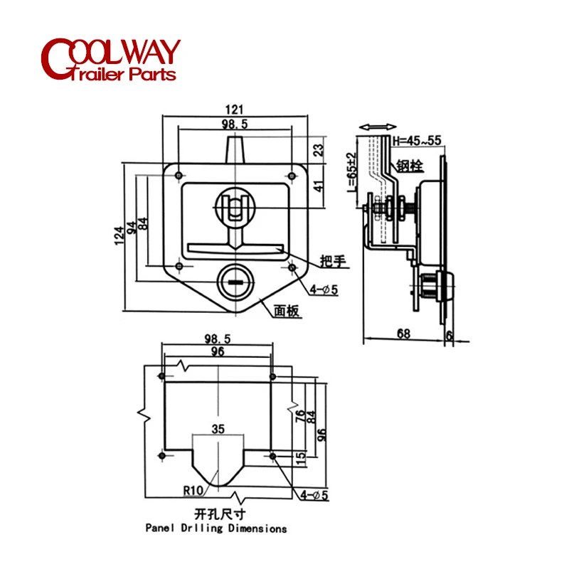 Stainless Steel Folding T Handle Door Lock Recessed Latch With Keys RV Trailer Truck Camper Tool Box