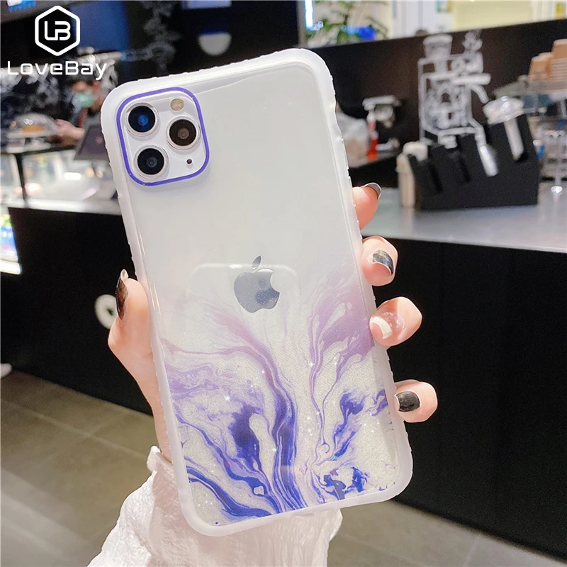 Прозрачный блестящий чехол Lovebay для iPhone 11 Pro X XR XS Max 7 8 Plus Ударопрочный Мягкий IMD |
