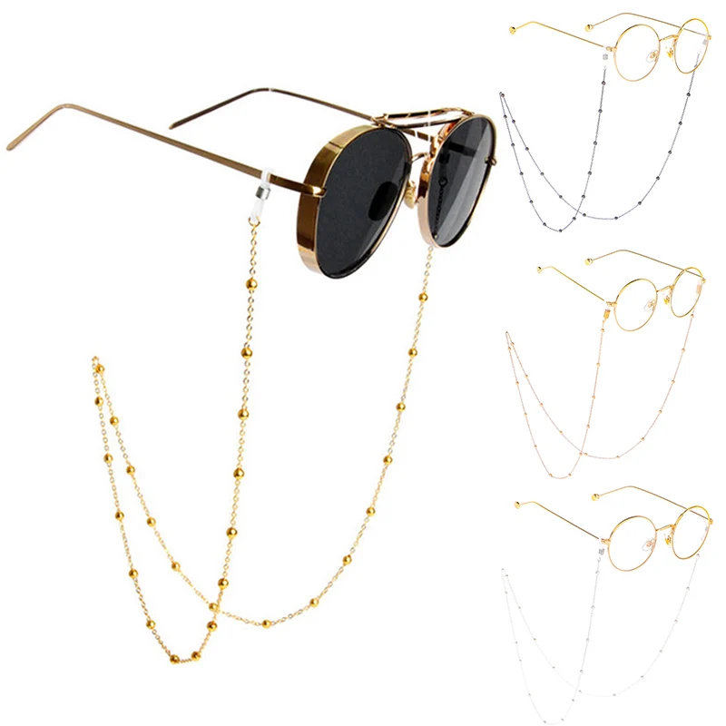 1 шт. золотые длинные серебряные очки цепочки для очков шикарные Брендовые очки держатель шнура бисерные солнцезащитные очки для чтения женские