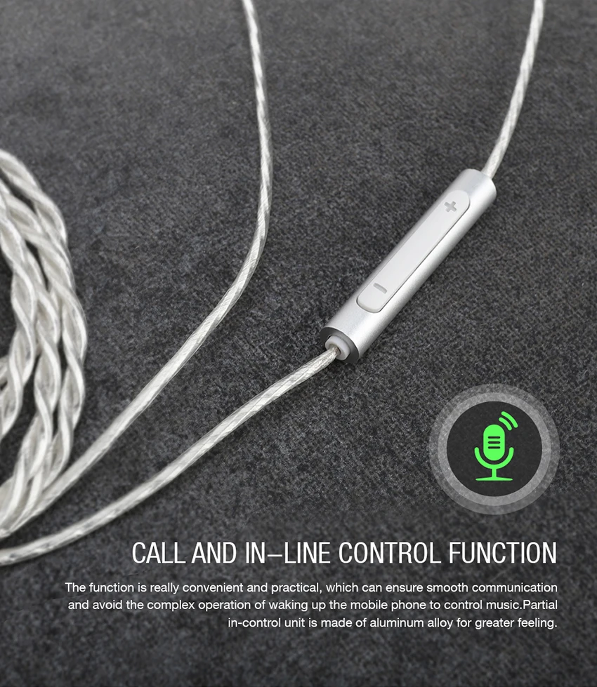 diafragma dinâmico hi-fi iem com cabo destacável