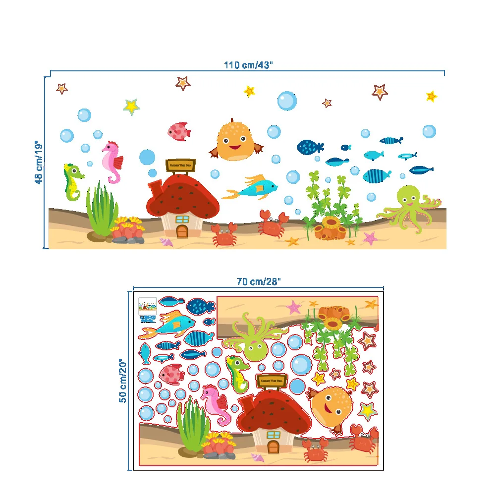094 детская комната стикер на стену s съемный Мультфильм Креативный мальчик подводная лодка большая наклейка картина чудесное морское дно
