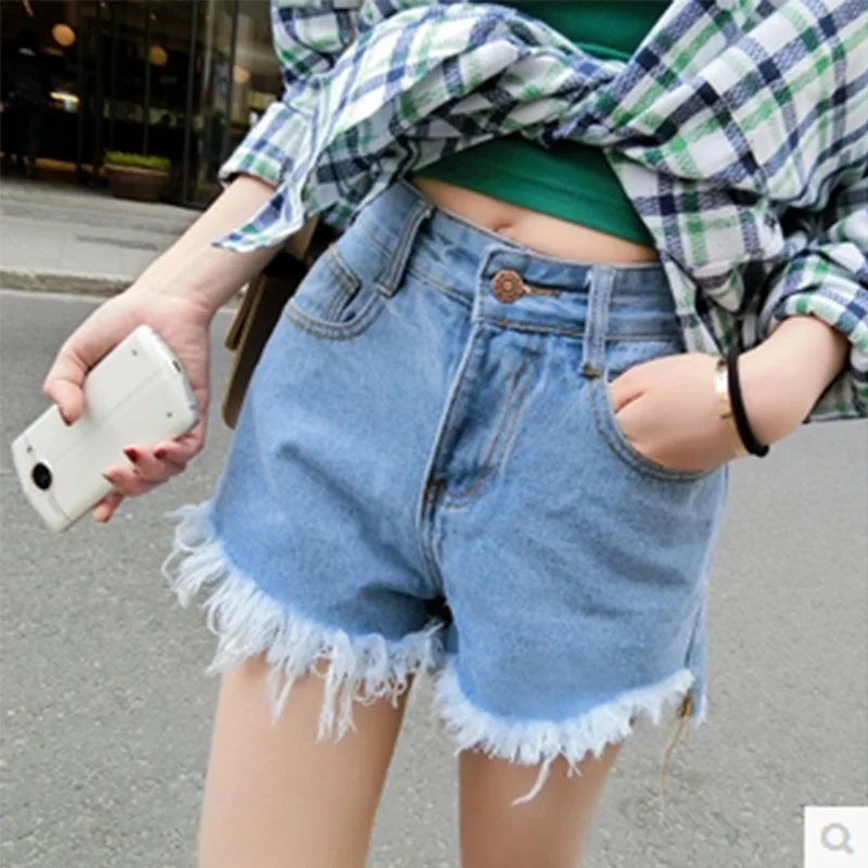 Летняя одежда в Корейском стиле, женские брюки с высокой талией, женские джинсовые шорты