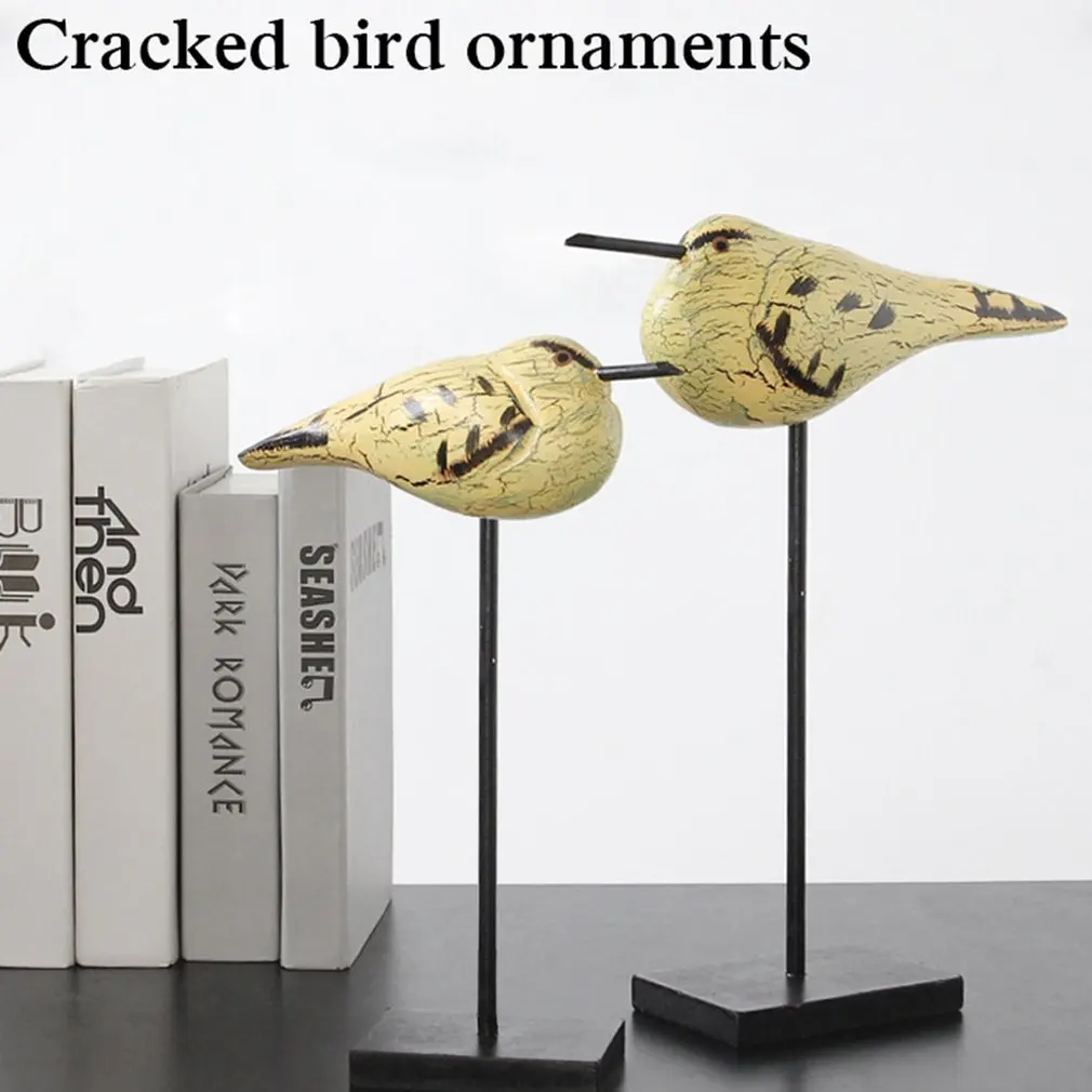 

New Nordic Simple Wood Ornaments Home Interior Decoration Mediterranean Weinal Set Of Two Cracked Bird Ornaments Wedding Gifts