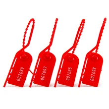 100 шт красные пластиковые уплотнения для безопасности руки оторвать номер SealsBag посылка Одежда Этикетка для обуви метки 210 мм