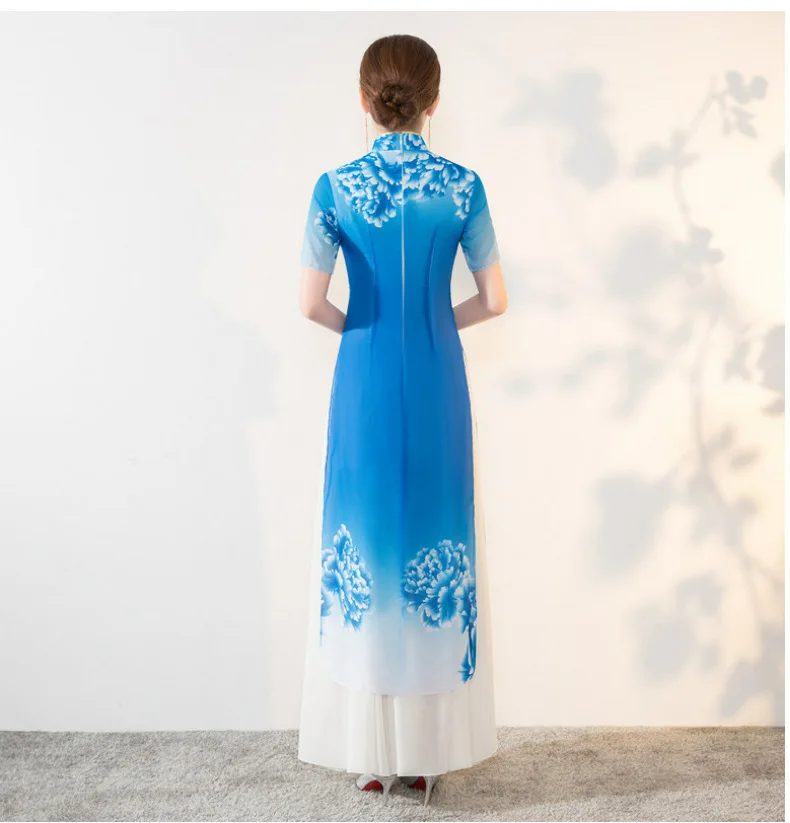 Вьетнамский аозай cheongsam платье традиционная одежда Таиланд kebaya азиатское длинное платье женская летняя одежда