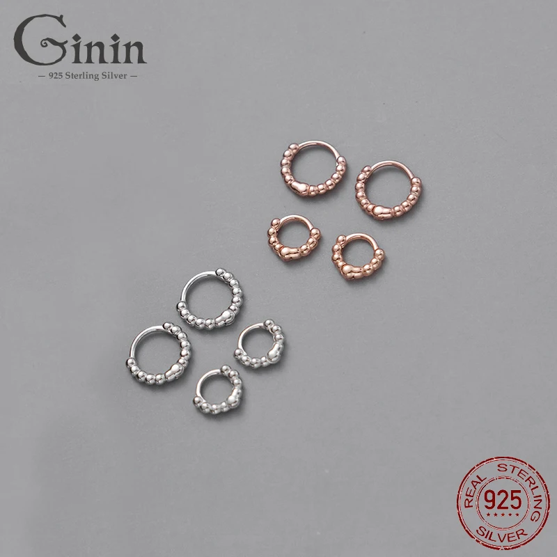 

Ginin Circle Men and Women 925 Sterling Silver Hoop Earrings Korean 2021 Trendy Small Round Beads Ear Jewelry Engagement Gift
