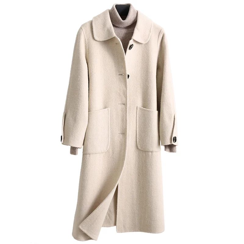 Новинка 2019 двухстороннее кашемировое пальто женское длинное высококачественное