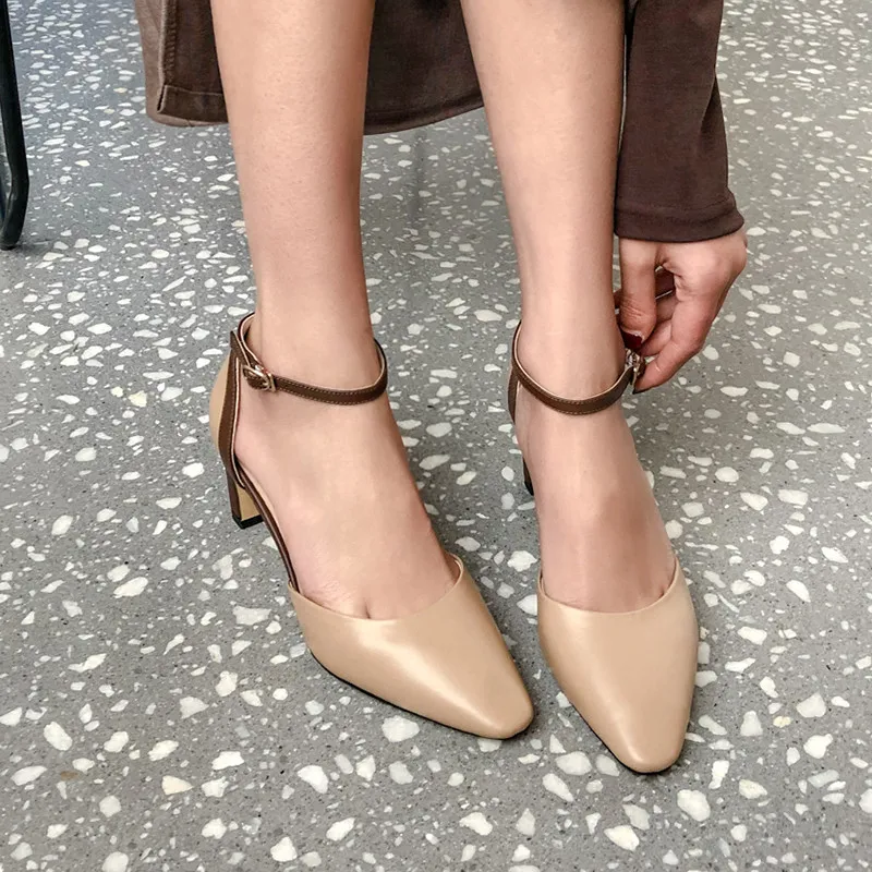 Женские вечерние босоножки FEDONAS розовые из натуральной воловьей кожи на толстом