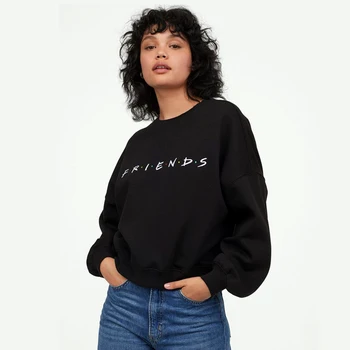

Autumn Sweatshirts Womens Hoody Fashion FRIENDS Print Long Sleeve Winter Tunic Letter Pattern Black Femme Blusas Tops Clothes