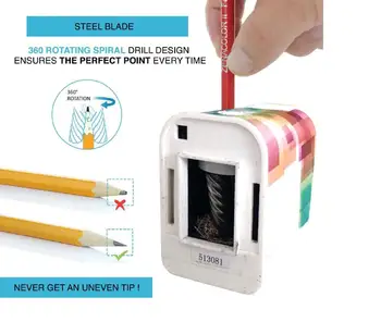 

Stainless Steel Blade Electric Pencil Sharpener 360 Roatating Design Always Get An Even Tip