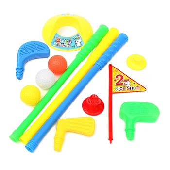 

Golf Set Putter Plastic 3 Balls + 2 Tees + 3 golf Cue+ Golf Hole Kids Toy