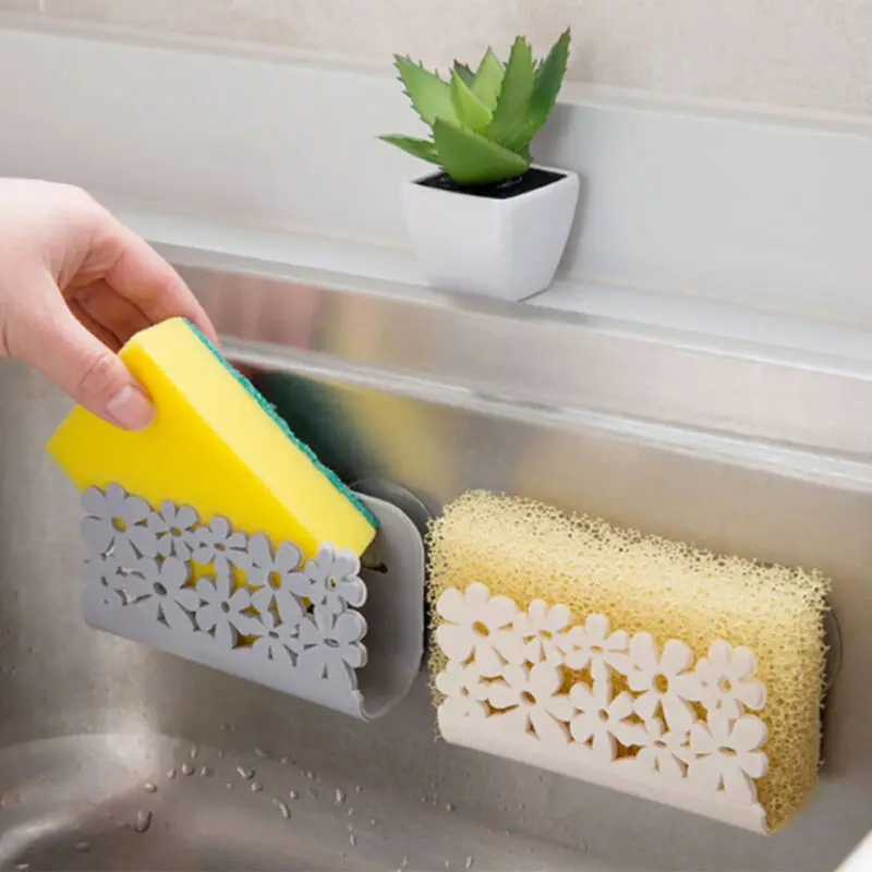 

High Quality PVC Kitchen Sink Candy color Sponge Holder Storage Organizer Soap Drainer Rack Strainer new