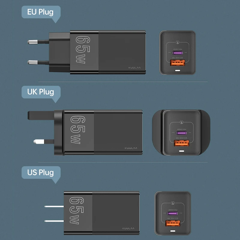 KUULAA 65 Вт Ган зарядное устройство Quick Charge 4 0 3 кабель с разъемом USB типа C QC PD