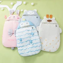 Милое детское одеяло для новорожденных девочек и мальчиков, теплый толстый зимний спальный мешок с рисунком