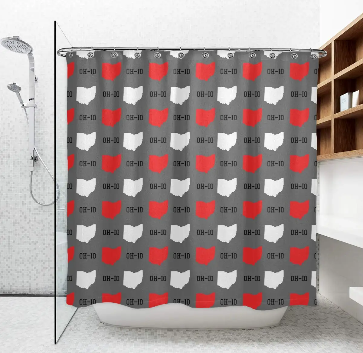 

Funny & Cute Shower Curtain, Easy Care Washable Polyester Cloth Curtains, Water Repellent, Durable, Eco-Friendly New Oh Io State