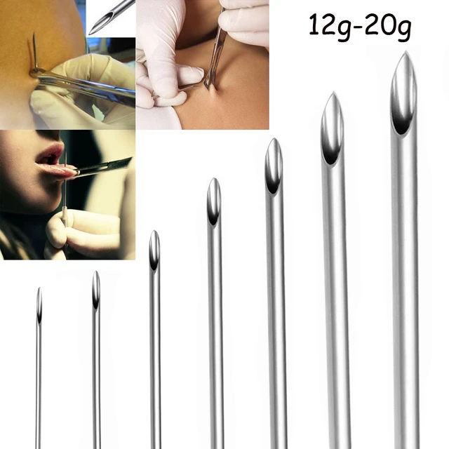 10Pcs Disposable Sterile Body Piercing Needles Tattoo Piercing Needles  Kit-AN