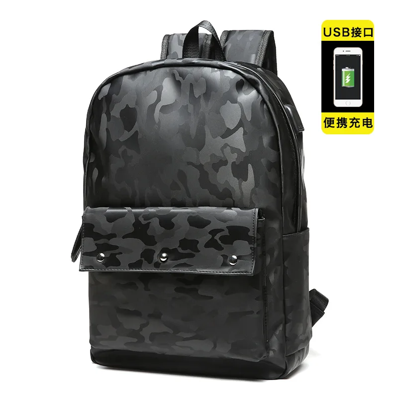 

New Camo student bag casual men's backpack PU fashion travel backpack computer bag