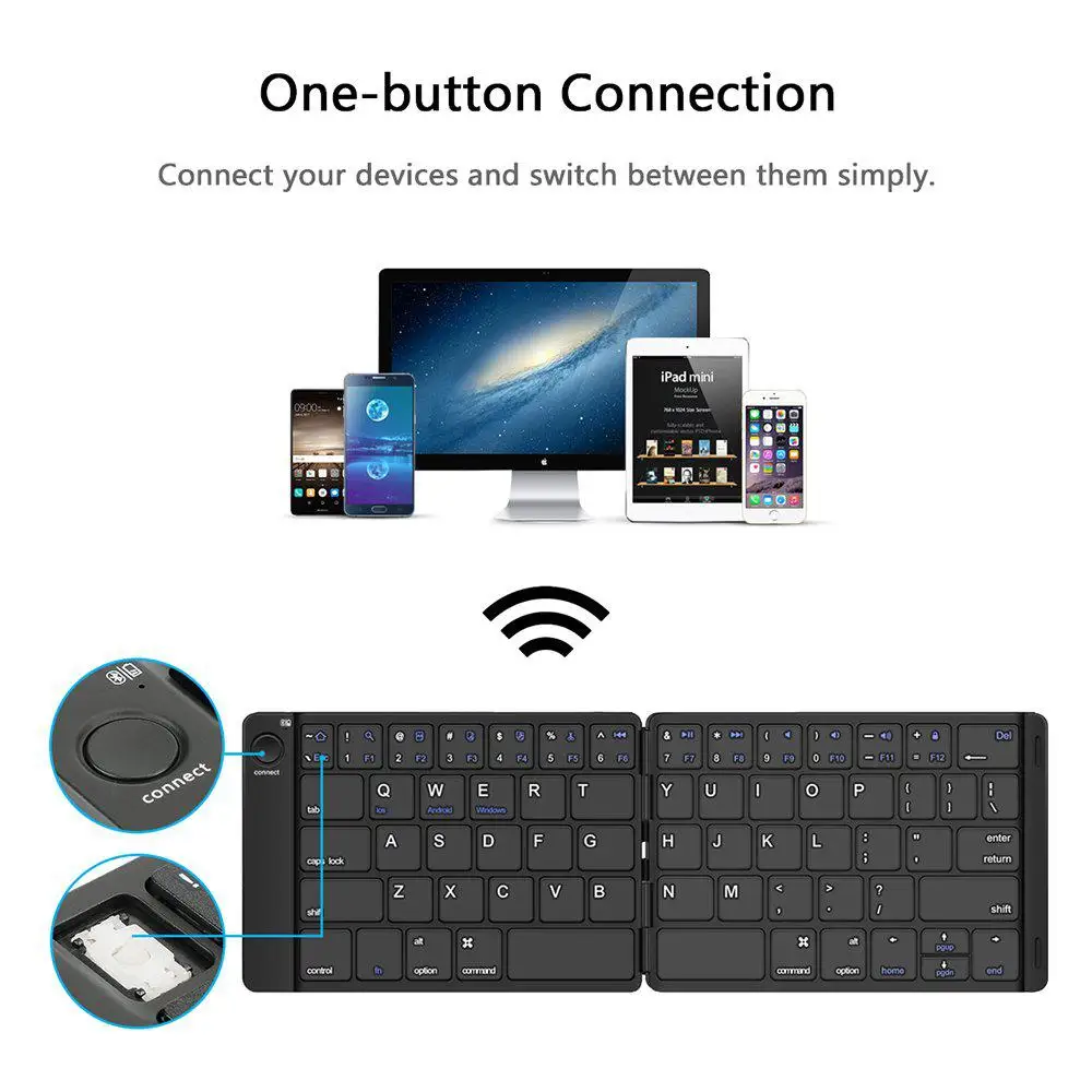Мини Складная Беспроводная Bluetooth клавиатура для ipad/Iphone/Macbook/ПК компьютер/Android планшет