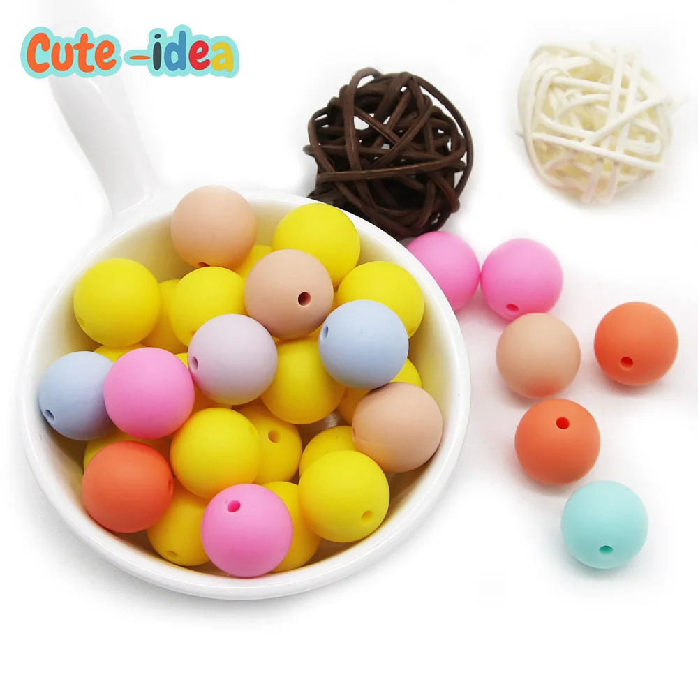 Cute-idea 9/12/15mm Silicone Beads 10Pcs DIY Baby Teething Pacifier Chain toys Accessories baby goods Food Grade Nursing beads bobo box 10pcs silicone beads animal koala raccoon food grade baby silicone teething toy bpa free diy pacifier chain accessories