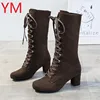 2022 Sping Women Boots Fashion Flock Platform Gothic Boots Punk Combat Boots for Lace Up Thigh High Boots Winter Boots Women ► Photo 2/6