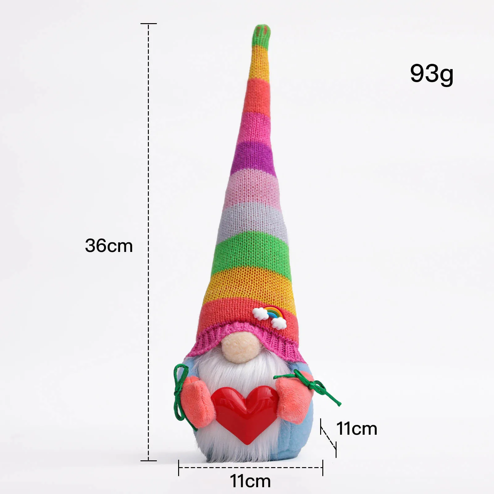 1pc Christmas Rainbow Gnome Faceless Plush Doll Scandinavian Tomte Nisse Pride Nordic Home Decor Colorful Dwarf Doll for Kids 