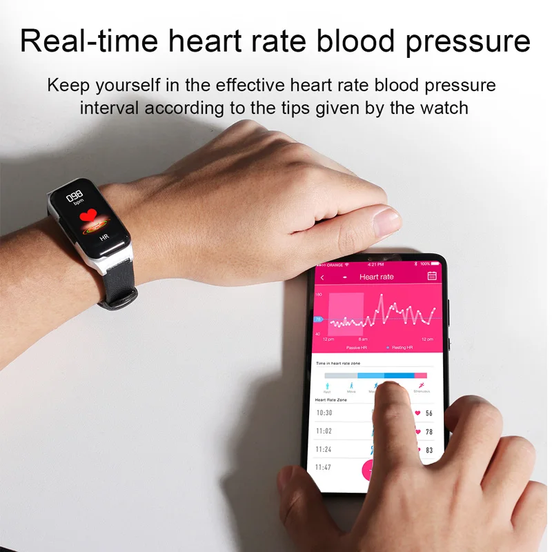 Wearable Wireless Bluetooth Earphone With Heart Rate Monitor 2 in 1 Women Smart Watch For Xiomi Huawei Sport Bluetooth Headset