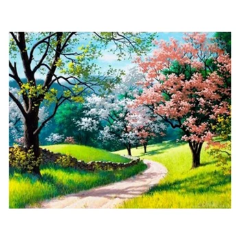 

DIY Circular Diamond Painting Spring Forest Landscape Diamond Embroidery Full Cross Stitch Pattern Home Decoration