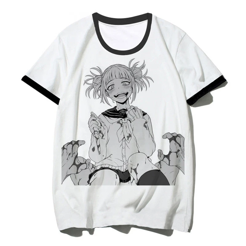 Ahegao Футболка с принтом Himiko Toga Waifu мужской wo Мужская футболка Boku No Hero Academy Harajuku Топ аниме мультфильм футболка
