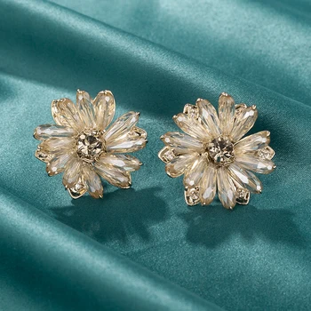 

AENSOA Fashion Big Resin Crystal Flowers Drop Earrings For Women Girl Trendy Statement Dangle Earrings Party Jewelry Wholesale